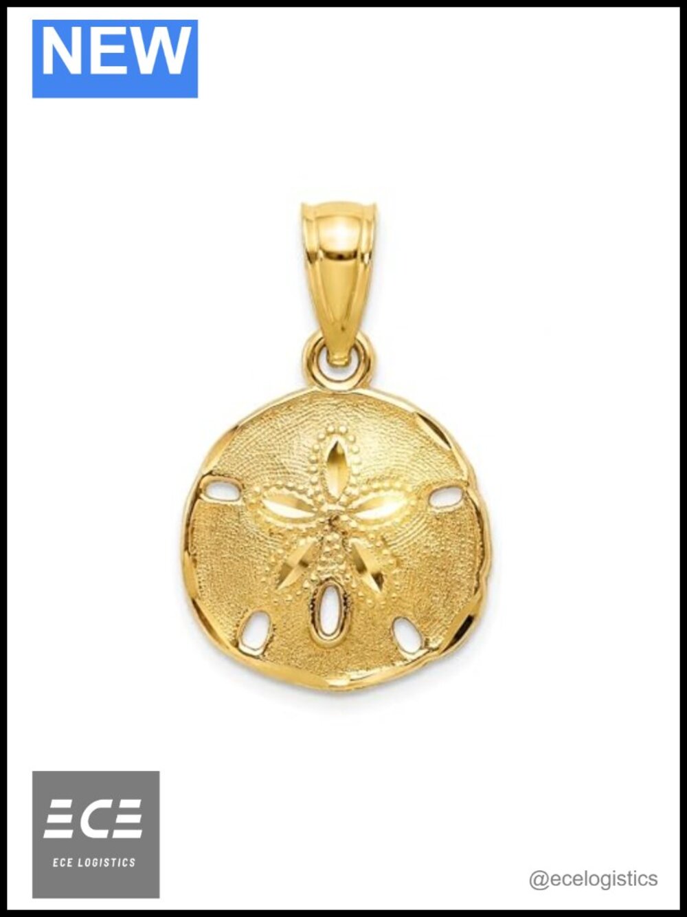 10K Solid Gold Sand Dollar Charm Dainty Minimalist Beach Jewelry for Necklace
